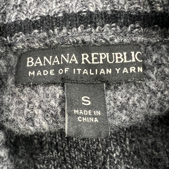 Banana Republic Gray Merino Wool Rib Knit Half Button Neck Sweater Size S Men’s - Picture 2 of 5